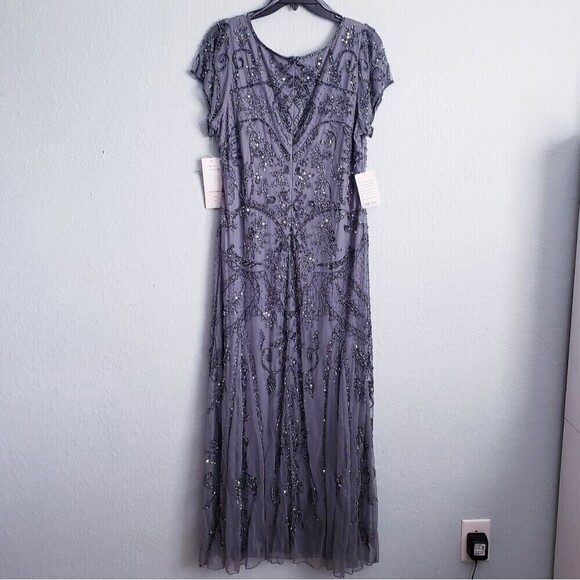 Pisaro Nights Smoke Gray Beaded Mesh Dress - Picture 10 of 10